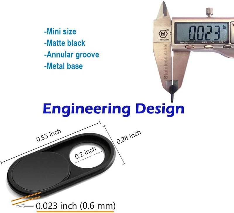 CloudValley Webcam Cover Slide, [5 Pack] 0.6mm-Thin Metal Web Camera Cover Sticker for MacBook Pro, MacBook Air, Laptop, iMac, PC, Surfcase, iPhone 8/7/6 Plus, Privacy Cover, Black-5 pcs - Image 3